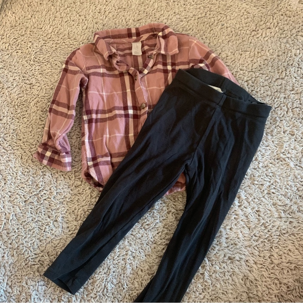 H&M Pink and Cream Checkered Shirt